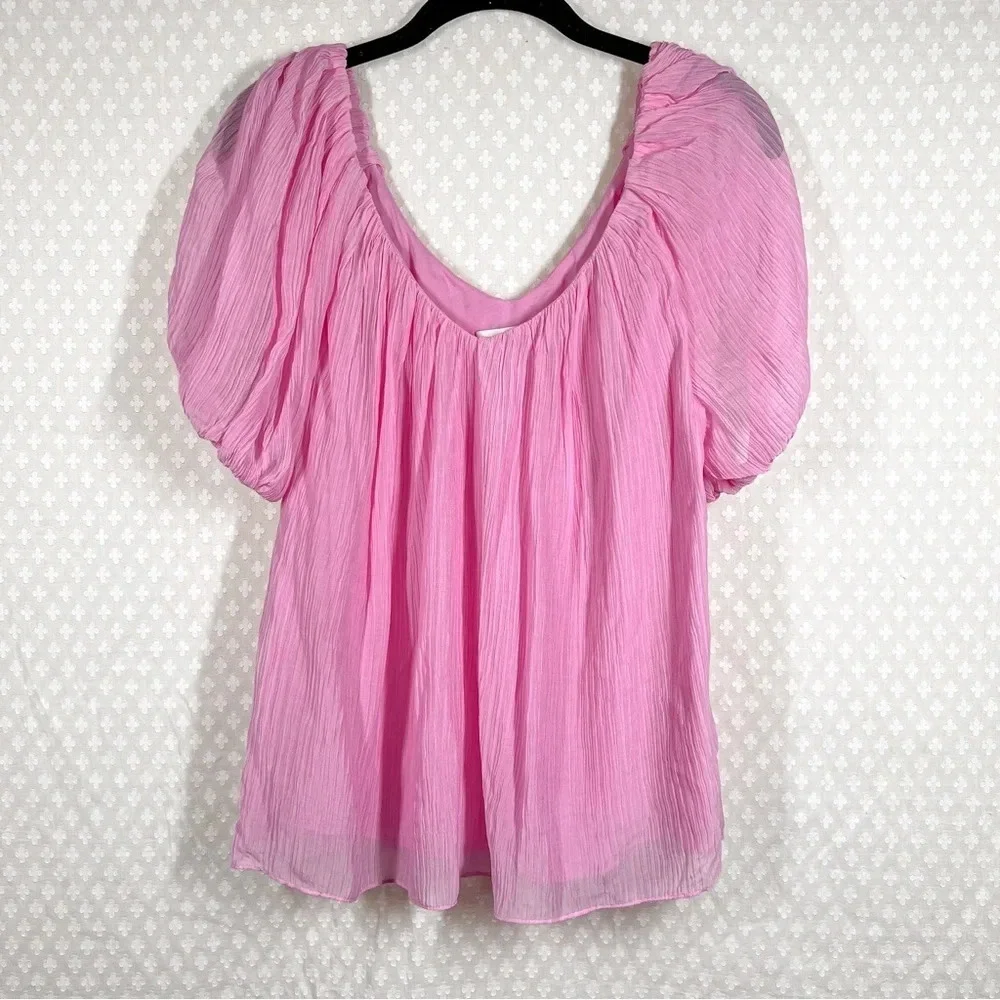 Rebecca Taylor Pink Silk Puff Sleeve‎ Top